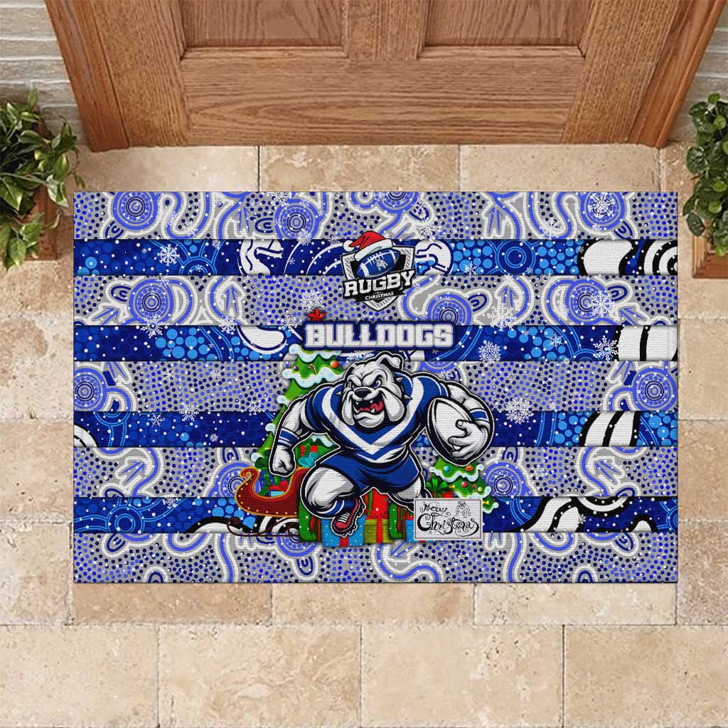 Bulldogs Rugby Merry Christmas Rubber Doormat Indigenous Australian Art