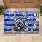 Bulldogs Rugby Merry Christmas Rubber Doormat Indigenous Australian Art