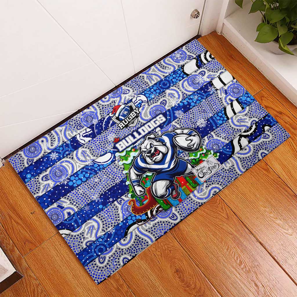 Bulldogs Rugby Merry Christmas Rubber Doormat Indigenous Australian Art