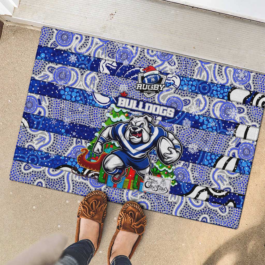 Bulldogs Rugby Merry Christmas Rubber Doormat Indigenous Australian Art