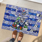 Bulldogs Rugby Merry Christmas Rubber Doormat Indigenous Australian Art