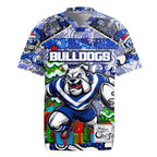 Custom Bulldogs Rugby Merry Christmas Rugby Jersey Indigenous Australian Art