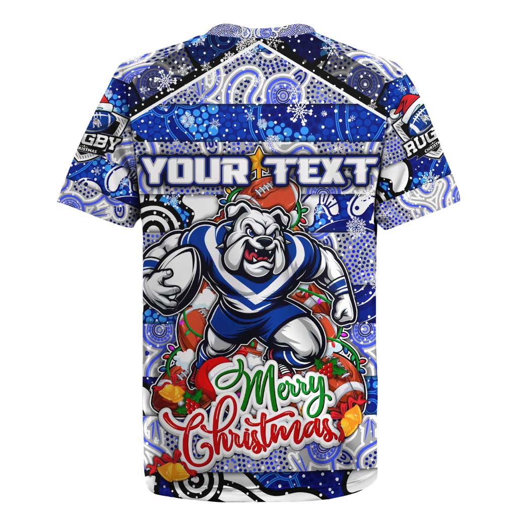 Custom Bulldogs Rugby Merry Christmas Rugby Jersey Indigenous Australian Art