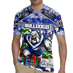 Custom Bulldogs Rugby Merry Christmas Rugby Jersey Indigenous Australian Art