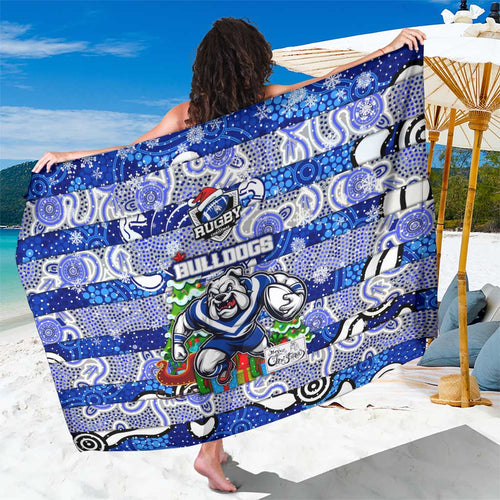 Bulldogs Rugby Merry Christmas Sarong Indigenous Australian Art
