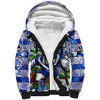 Custom Bulldogs Rugby Merry Christmas Sherpa Hoodie Indigenous Australian Art