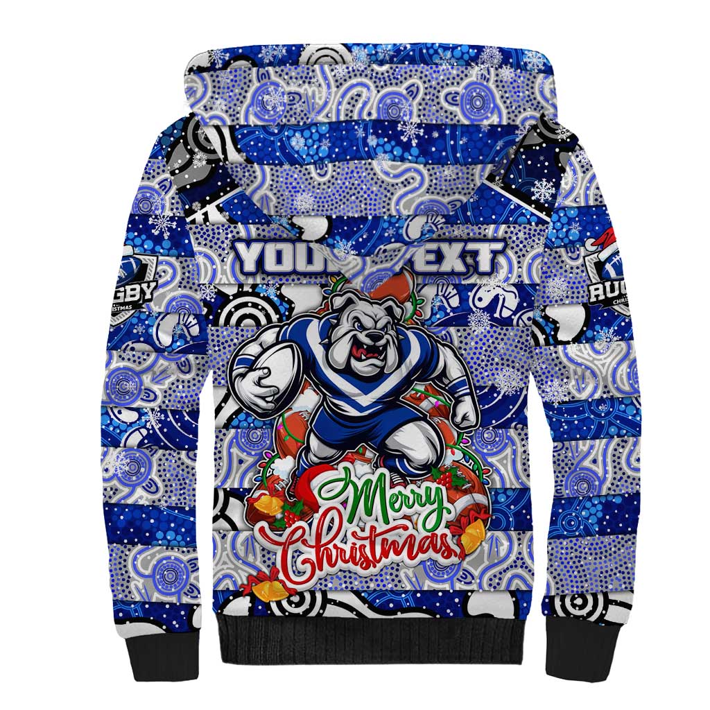 Custom Bulldogs Rugby Merry Christmas Sherpa Hoodie Indigenous Australian Art
