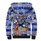 Custom Bulldogs Rugby Merry Christmas Sherpa Hoodie Indigenous Australian Art
