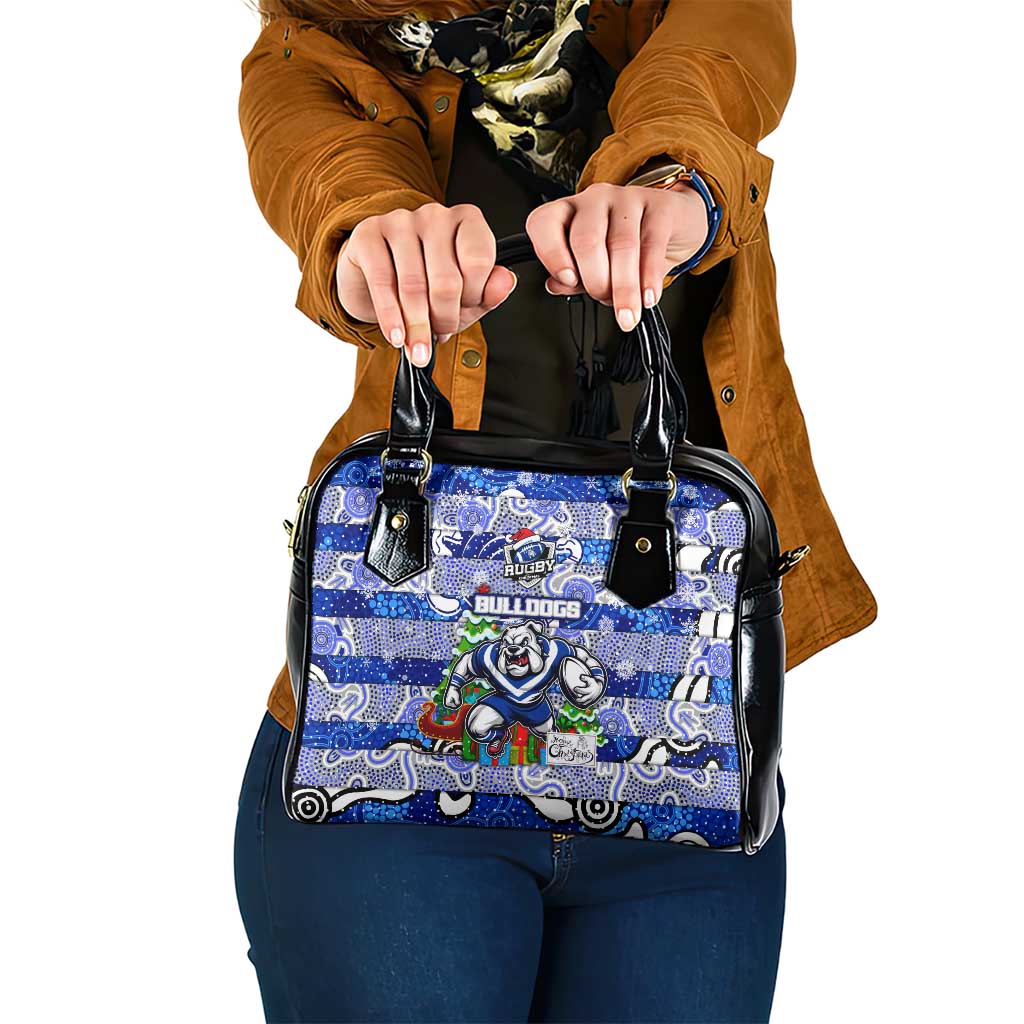 Bulldogs Rugby Merry Christmas Shoulder Handbag Indigenous Australian Art