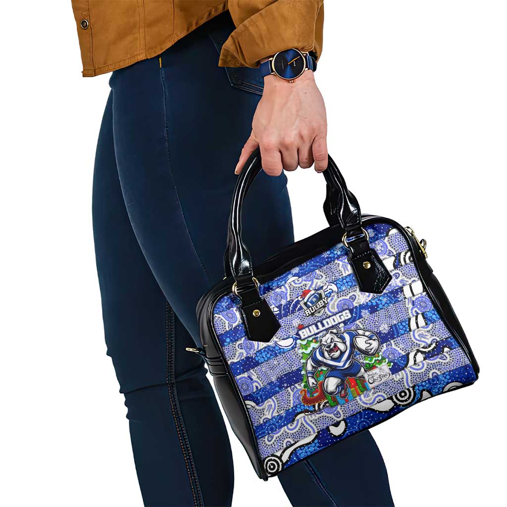 Bulldogs Rugby Merry Christmas Shoulder Handbag Indigenous Australian Art