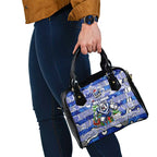Bulldogs Rugby Merry Christmas Shoulder Handbag Indigenous Australian Art