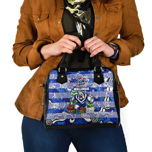 Bulldogs Rugby Merry Christmas Shoulder Handbag Indigenous Australian Art