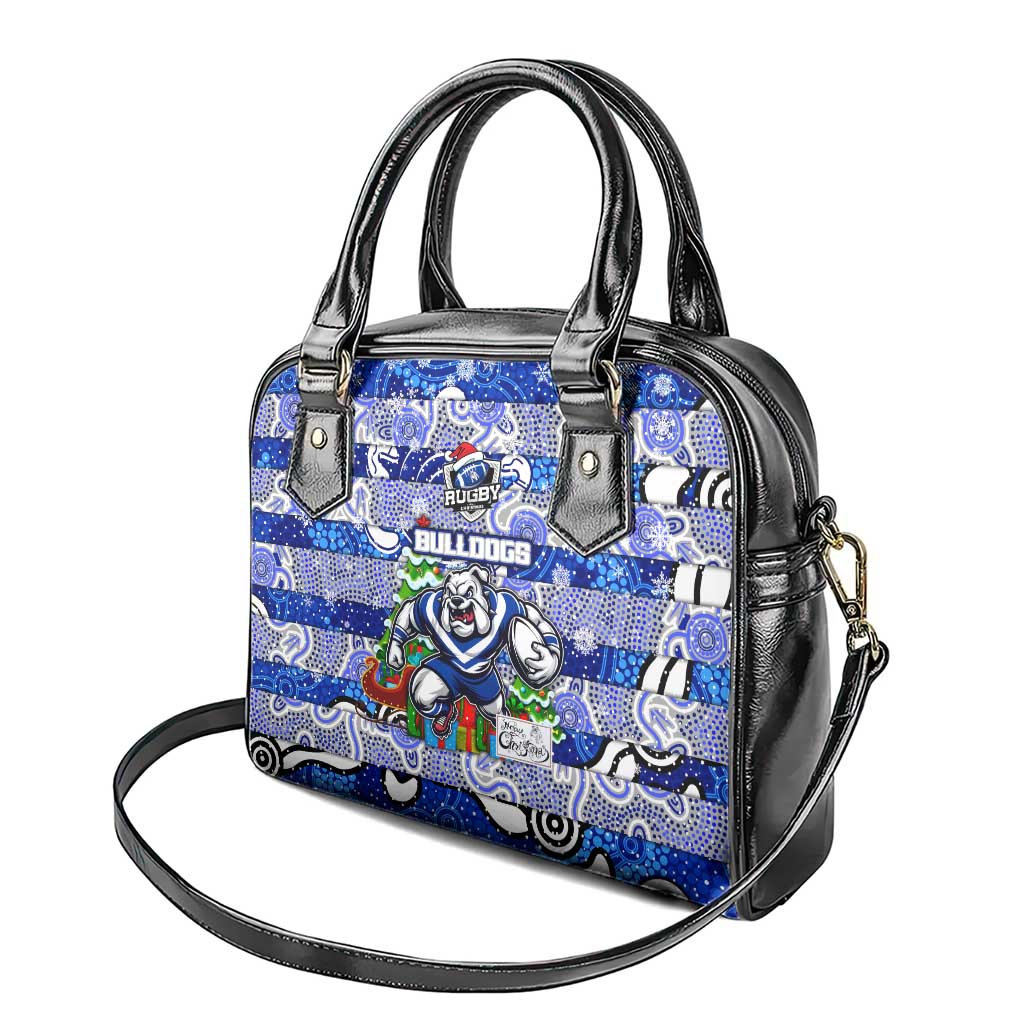 Bulldogs Rugby Merry Christmas Shoulder Handbag Indigenous Australian Art