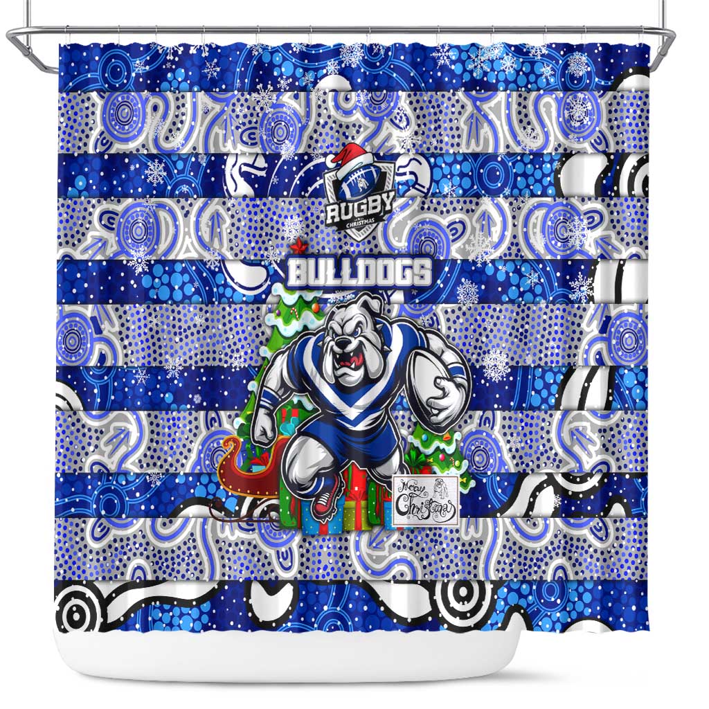 Bulldogs Rugby Merry Christmas Shower Curtain Indigenous Australian Art