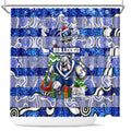 Bulldogs Rugby Merry Christmas Shower Curtain Indigenous Australian Art