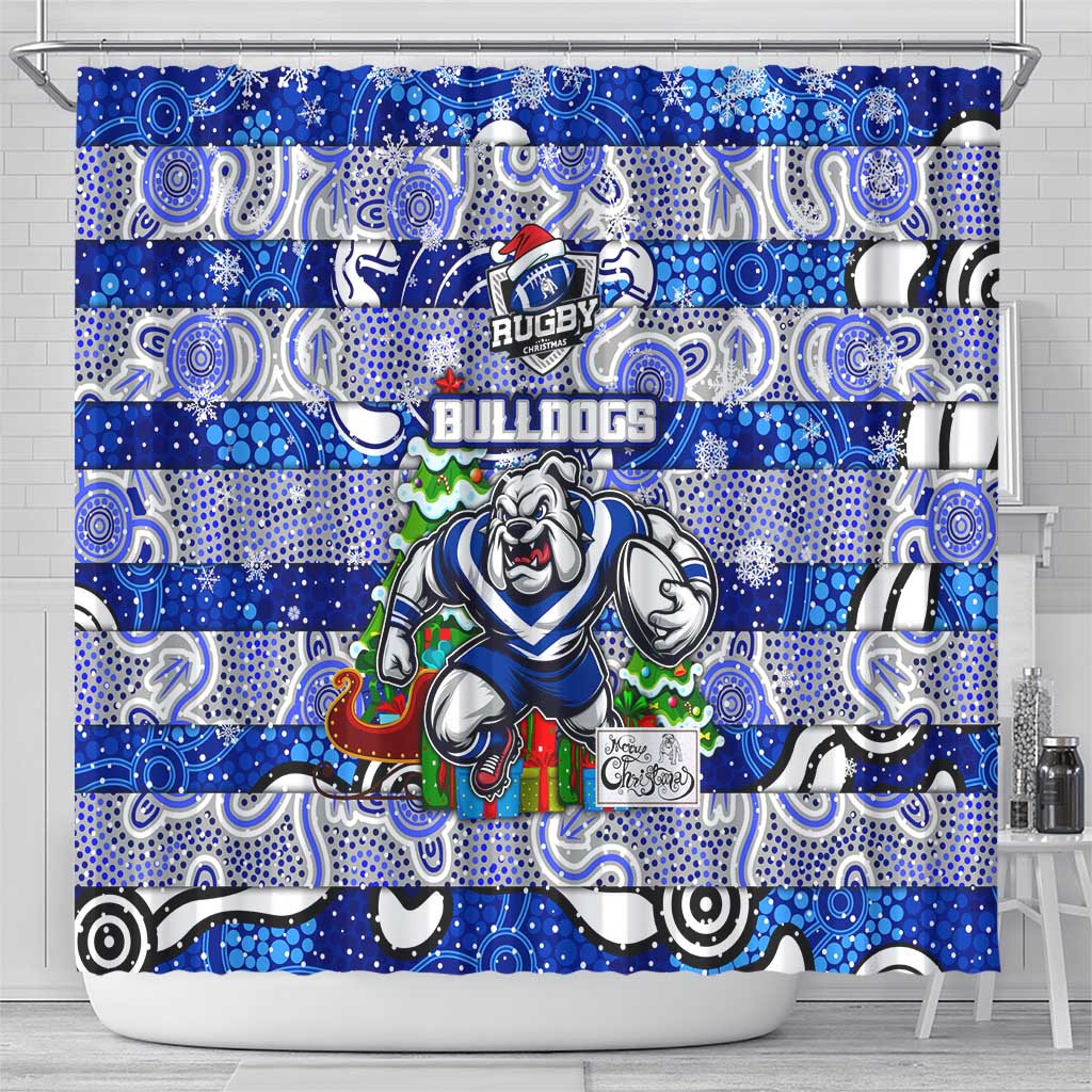 Bulldogs Rugby Merry Christmas Shower Curtain Indigenous Australian Art