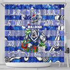 Bulldogs Rugby Merry Christmas Shower Curtain Indigenous Australian Art