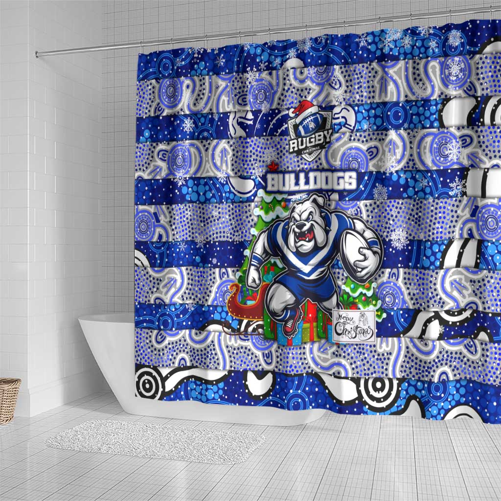 Bulldogs Rugby Merry Christmas Shower Curtain Indigenous Australian Art