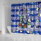 Bulldogs Rugby Merry Christmas Shower Curtain Indigenous Australian Art