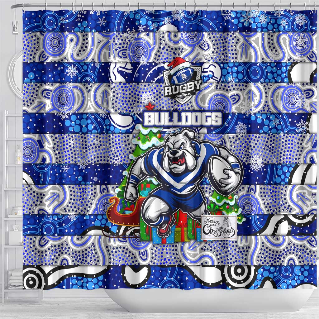 Bulldogs Rugby Merry Christmas Shower Curtain Indigenous Australian Art