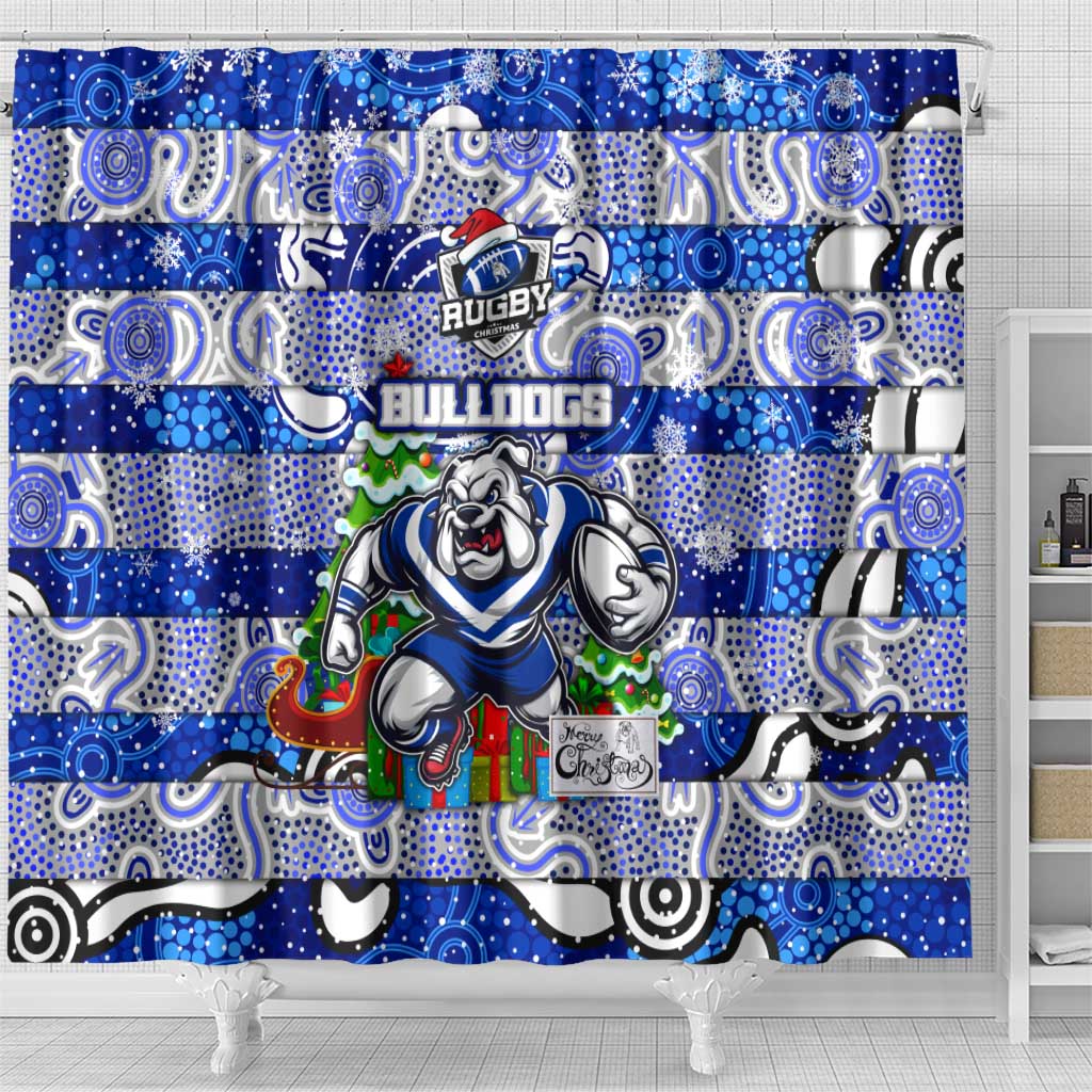 Bulldogs Rugby Merry Christmas Shower Curtain Indigenous Australian Art