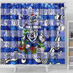Bulldogs Rugby Merry Christmas Shower Curtain Indigenous Australian Art