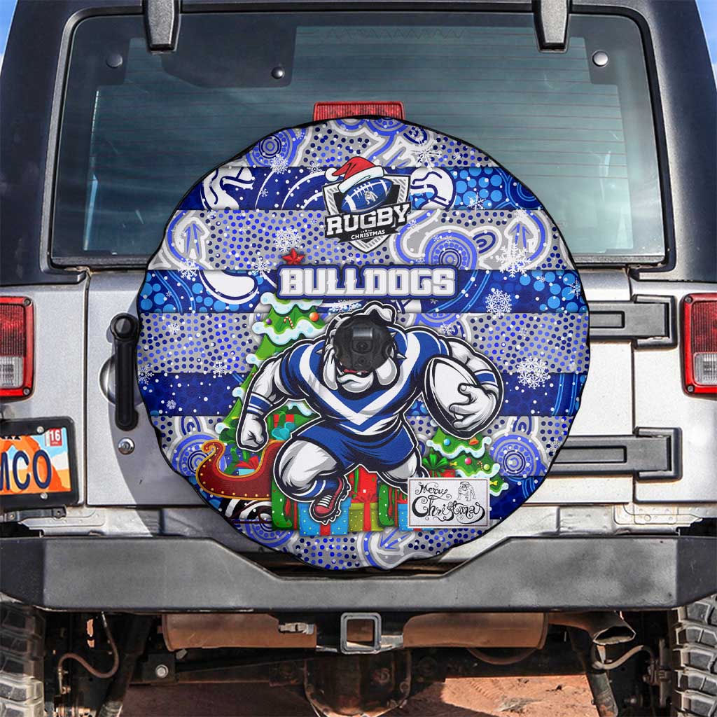 Bulldogs Rugby Merry Christmas Spare Tire Cover Indigenous Australian Art