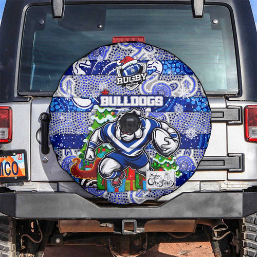 Bulldogs Rugby Merry Christmas Spare Tire Cover Indigenous Australian Art