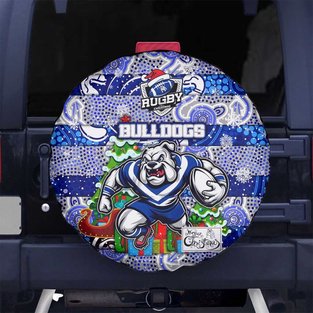 Bulldogs Rugby Merry Christmas Spare Tire Cover Indigenous Australian Art