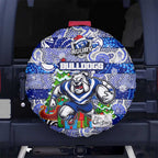 Bulldogs Rugby Merry Christmas Spare Tire Cover Indigenous Australian Art