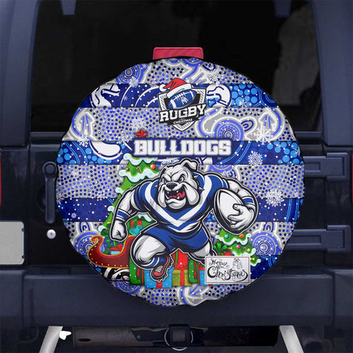 Bulldogs Rugby Merry Christmas Spare Tire Cover Indigenous Australian Art
