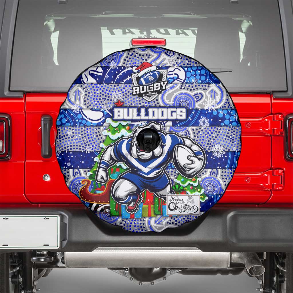 Bulldogs Rugby Merry Christmas Spare Tire Cover Indigenous Australian Art