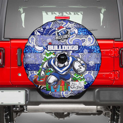 Bulldogs Rugby Merry Christmas Spare Tire Cover Indigenous Australian Art