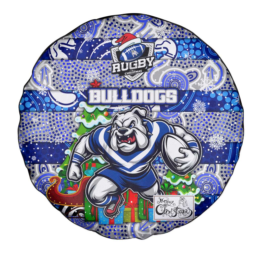 Bulldogs Rugby Merry Christmas Spare Tire Cover Indigenous Australian Art