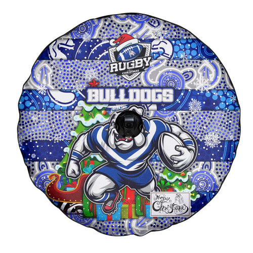 Bulldogs Rugby Merry Christmas Spare Tire Cover Indigenous Australian Art
