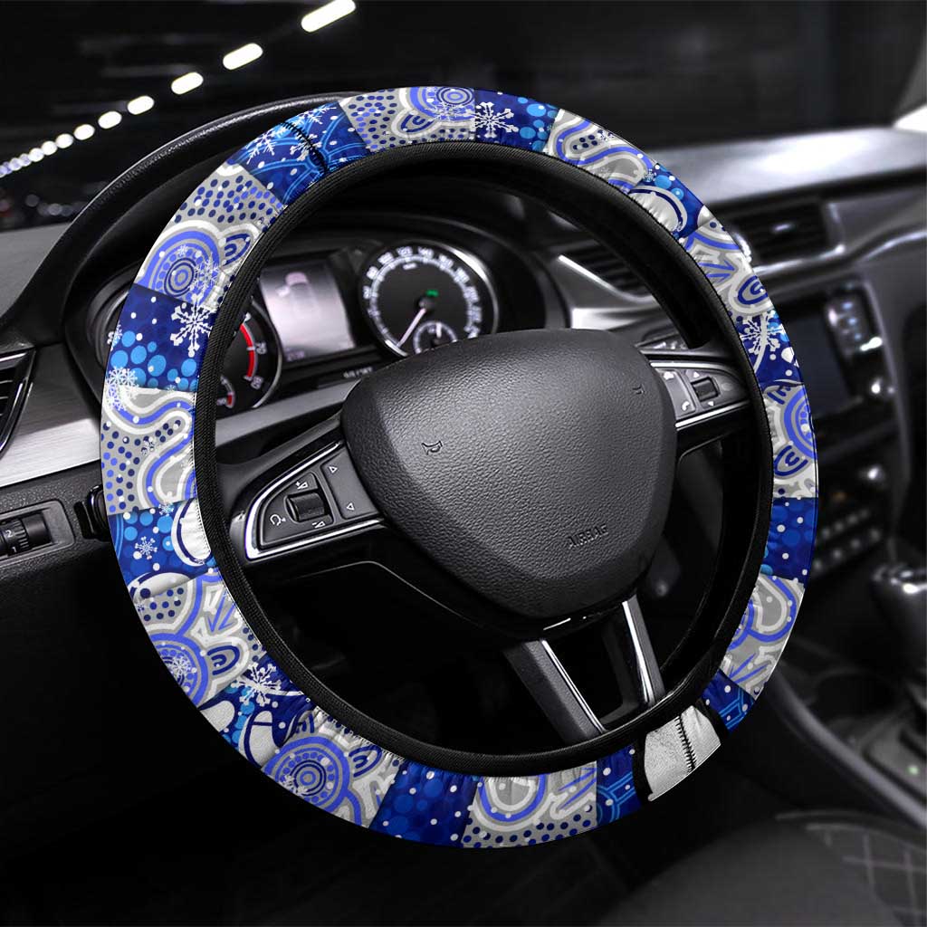 Bulldogs Rugby Merry Christmas Steering Wheel Cover Indigenous Australian Art