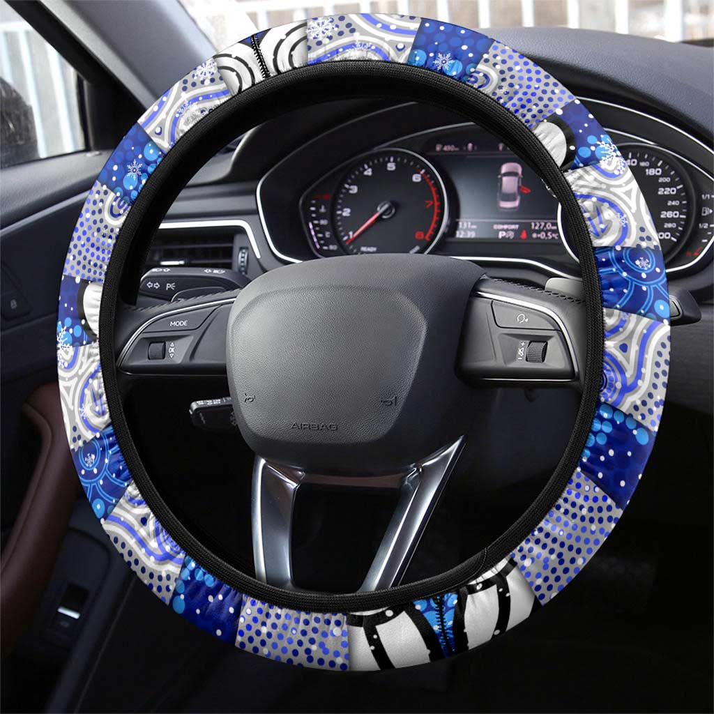 Bulldogs Rugby Merry Christmas Steering Wheel Cover Indigenous Australian Art