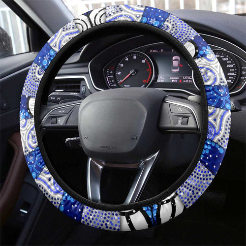 Bulldogs Rugby Merry Christmas Steering Wheel Cover Indigenous Australian Art