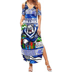 Custom Bulldogs Rugby Merry Christmas Summer Maxi Dress Indigenous Australian Art