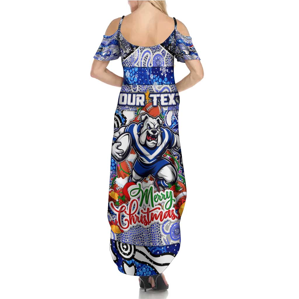 Custom Bulldogs Rugby Merry Christmas Summer Maxi Dress Indigenous Australian Art