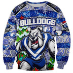 Custom Bulldogs Rugby Merry Christmas Sweatshirt Indigenous Australian Art