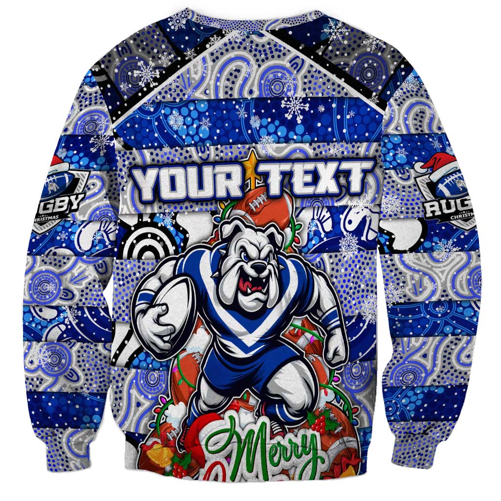 Custom Bulldogs Rugby Merry Christmas Sweatshirt Indigenous Australian Art