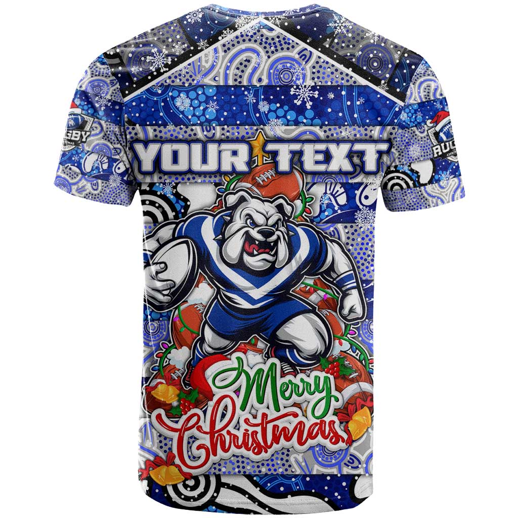 Custom Bulldogs Rugby Merry Christmas T Shirt Indigenous Australian Art