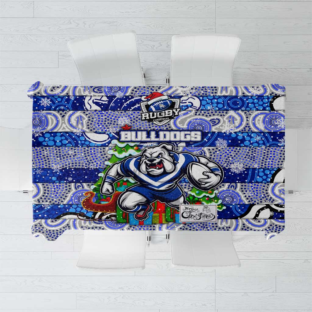 Bulldogs Rugby Merry Christmas Tablecloth Indigenous Australian Art