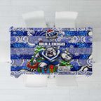 Bulldogs Rugby Merry Christmas Tablecloth Indigenous Australian Art