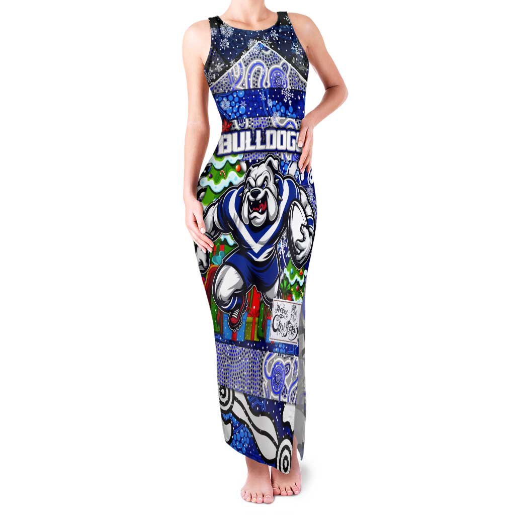 Custom Bulldogs Rugby Merry Christmas Tank Maxi Dress Indigenous Australian Art