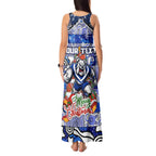 Custom Bulldogs Rugby Merry Christmas Tank Maxi Dress Indigenous Australian Art