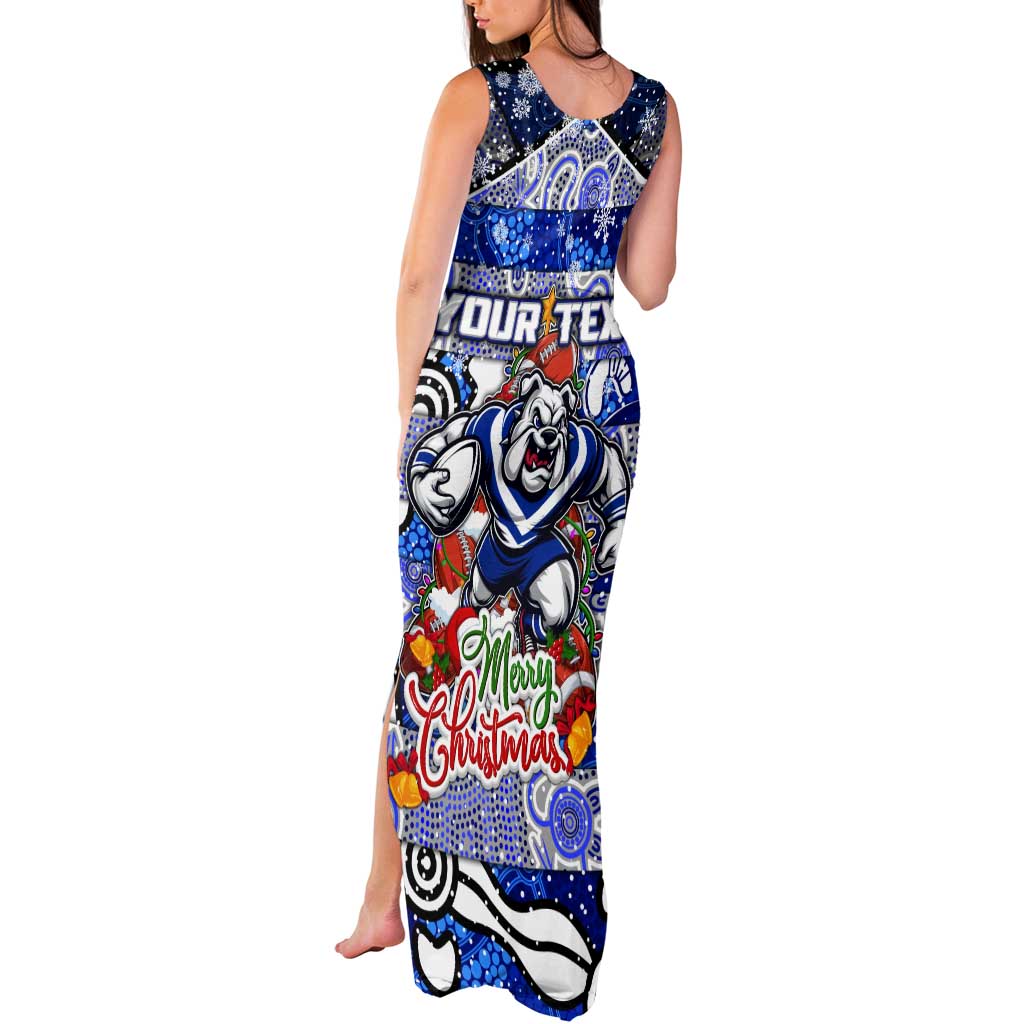 Custom Bulldogs Rugby Merry Christmas Tank Maxi Dress Indigenous Australian Art