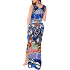 Custom Bulldogs Rugby Merry Christmas Tank Maxi Dress Indigenous Australian Art