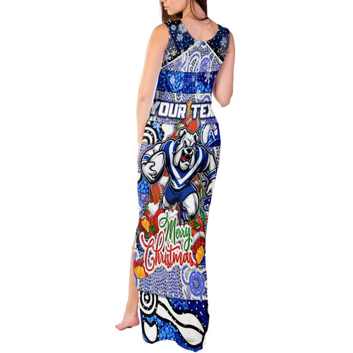 Custom Bulldogs Rugby Merry Christmas Tank Maxi Dress Indigenous Australian Art